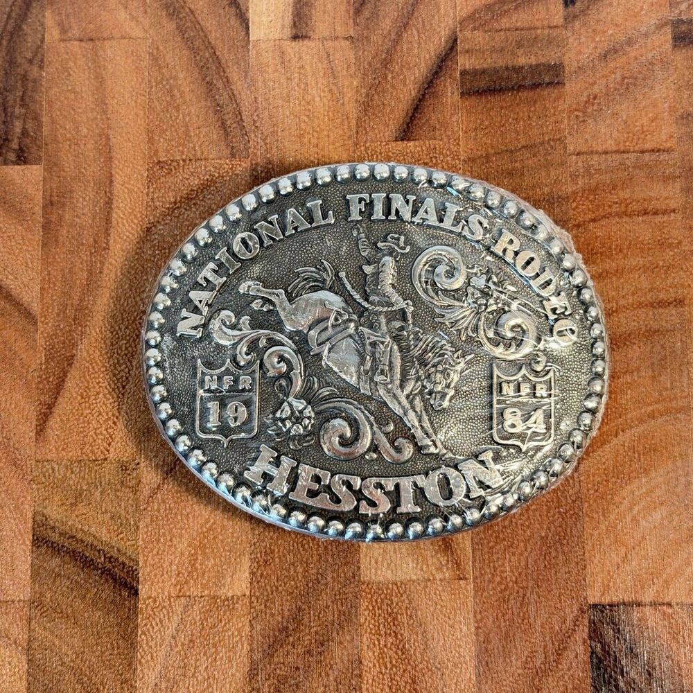 Vtg 1984 National Finals Rodeo Hesston NFR Cowboy Belt Buckle Sealed